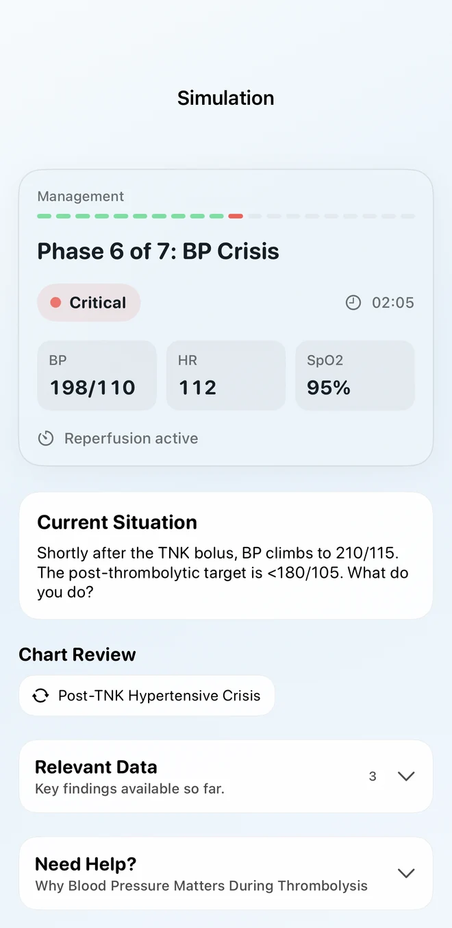 2.0 fictional stroke case with a clear critical status, vital signs and current situation.